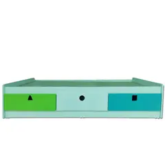 MUEBLES KIDS - Cama Geométrica 3 Cajones Geometrica Infantil Verde Calipso Blanco