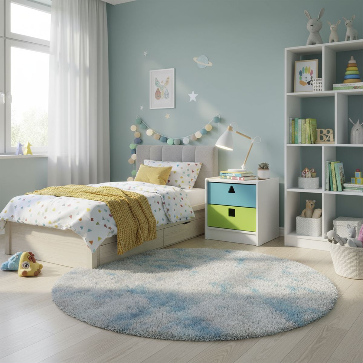 MUEBLES KIDS - Velador 2 Cajón(es) Geometrico 45x50x40 cm Calipso Verde