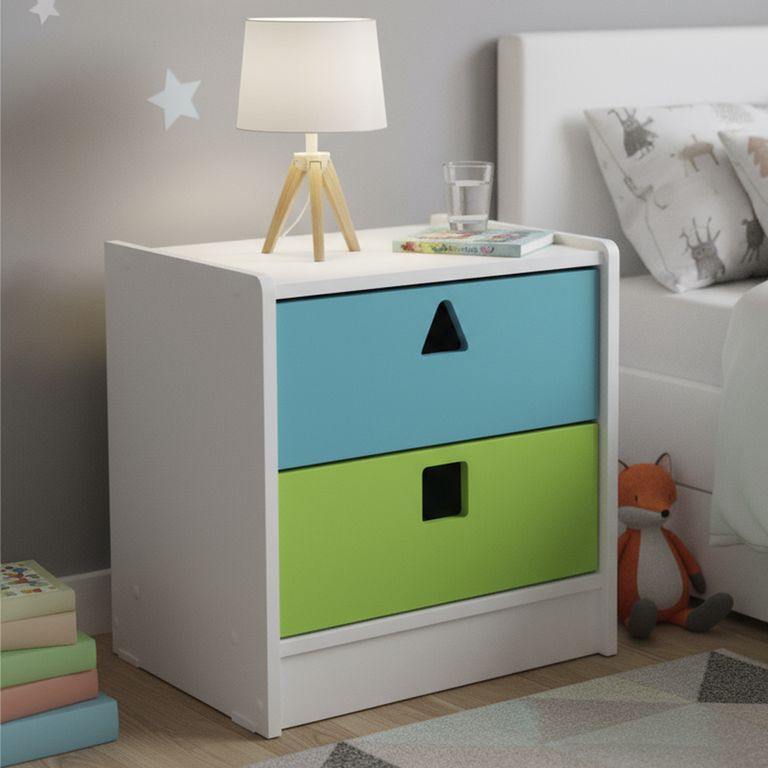 Velador 2 Cajon(es) Geometrico 45x50x40 cm Calipso Verde