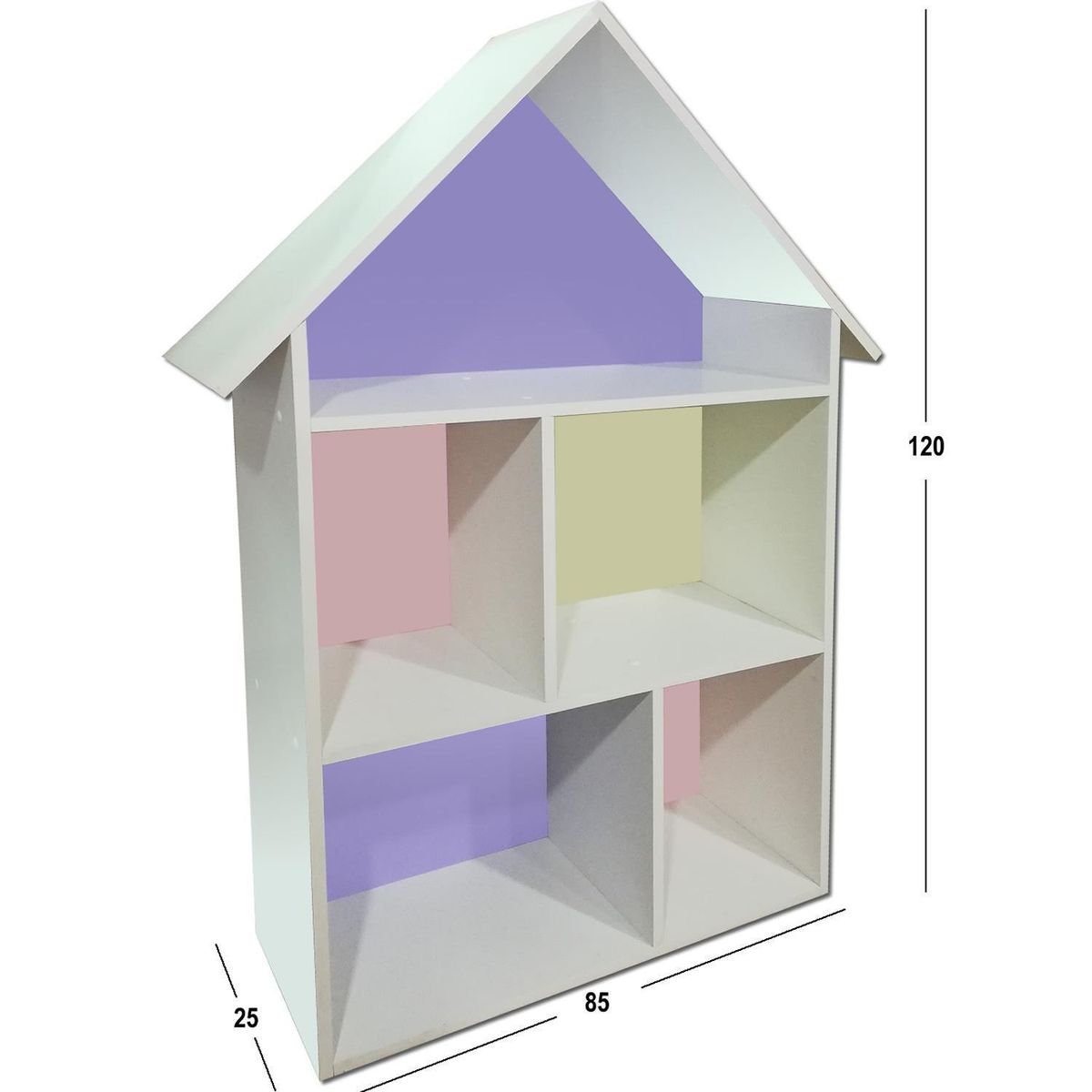 MUEBLES KIDS - Repisa Casa Melamina 3 Nivel(es) 85x120x25 cm Crema/Lila/Rosado