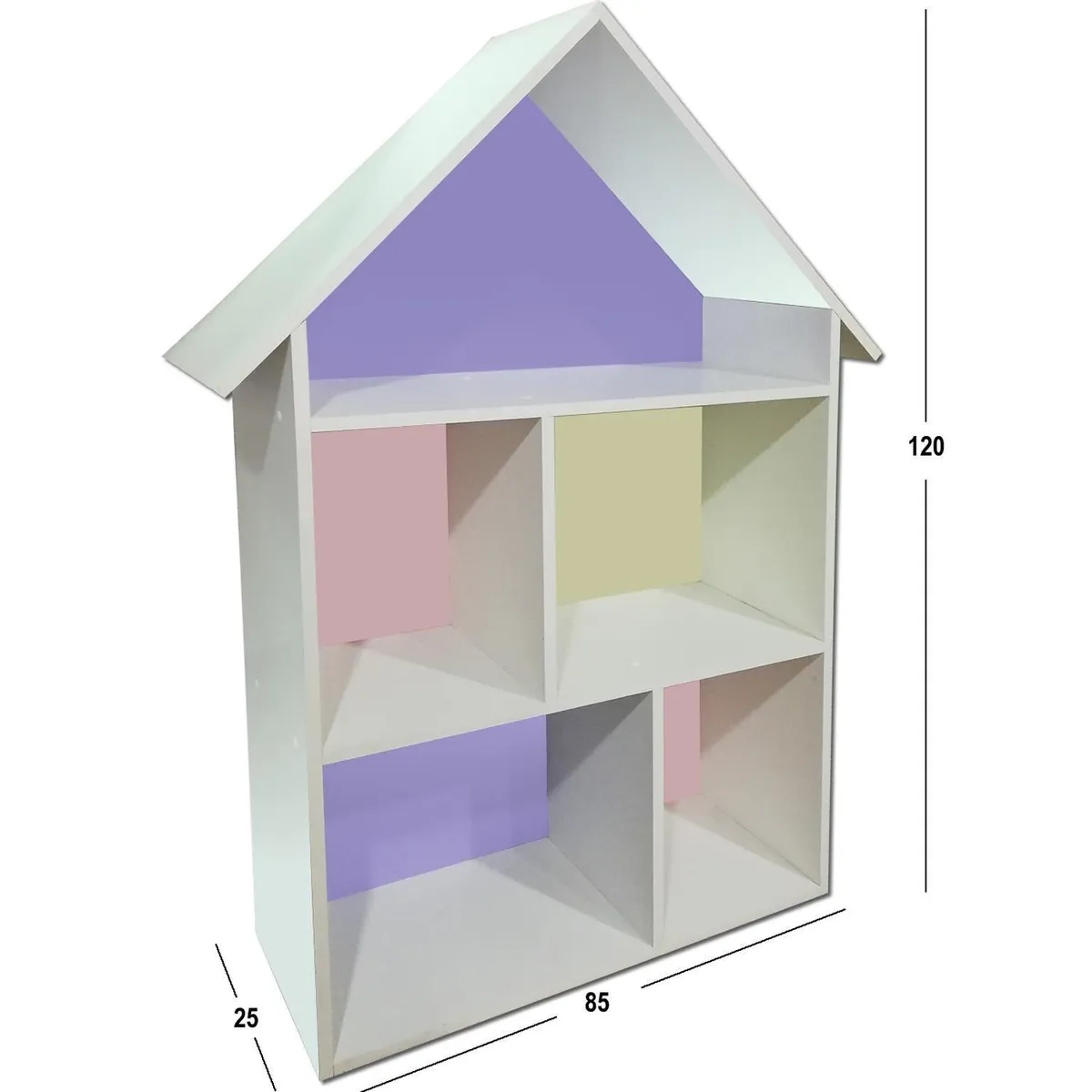 MUEBLES KIDS - Repisa Casa Melamina 3 Nivel(es) 85x120x25 cm Crema/Lila/Rosado