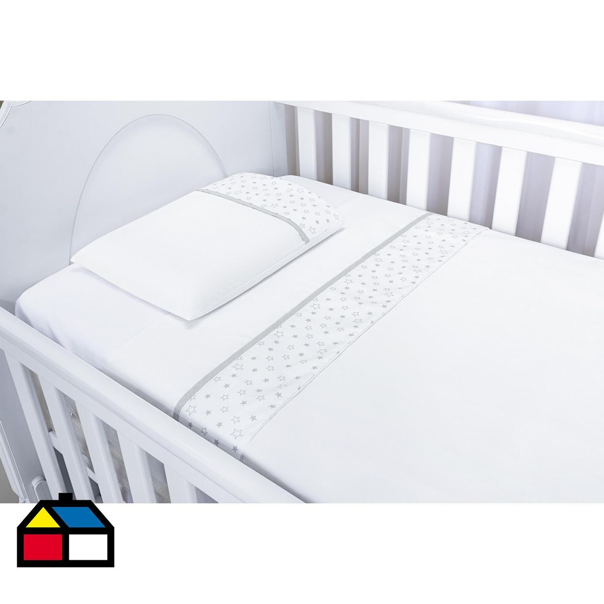 KIDSCOOL - Juego de Sábanas Infantil 144 Hilos Blanco/ Gris