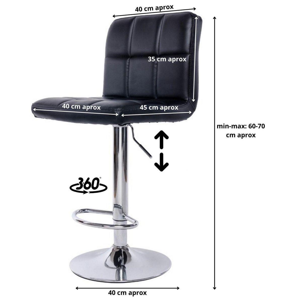 PORTAL CENTER - Piso Bar Taburete 117702 Negro 110x35x40 cm