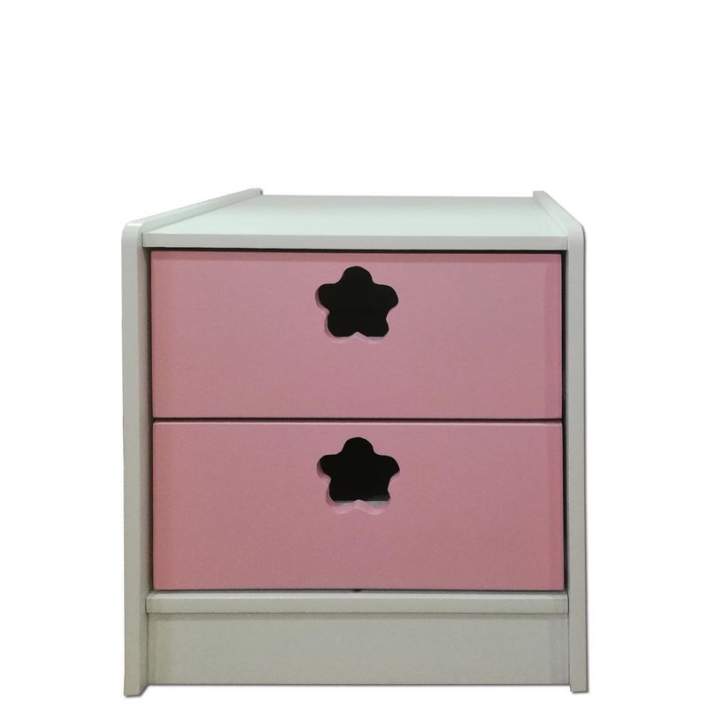 MUEBLES KIDS - Velador 2 Cajón(es) Flor 45x56x40 cm blanca
