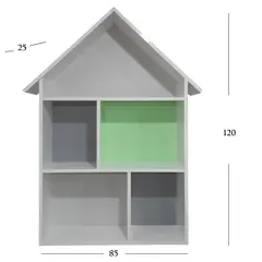 MUEBLES KIDS - Repisa Casa 2 Nivel(es) 85x120x25 cm Verde/Gris