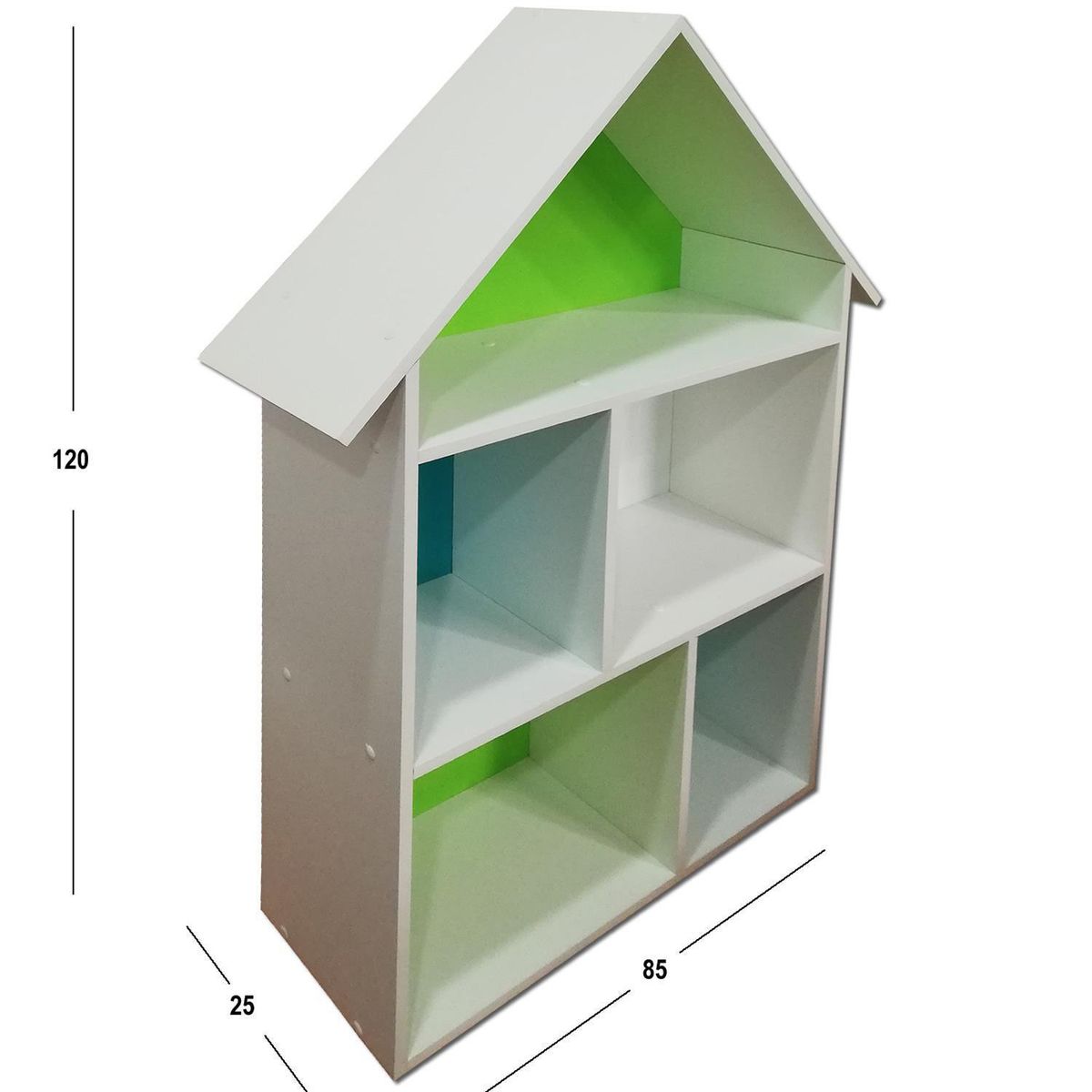 MUEBLES KIDS - Repisa Casa Melamina 2 Nivel(es) 85x120x25 cm Verde/Blanco/Calipso