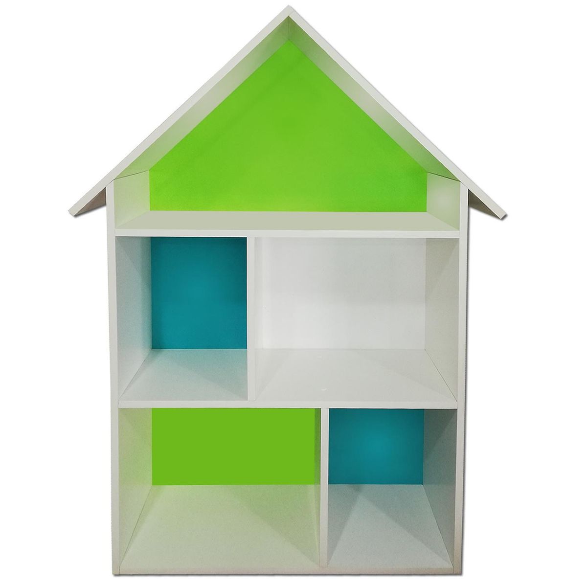 MUEBLES KIDS - Repisa Casa Melamina 2 Nivel(es) 85x120x25 cm Verde/Blanco/Calipso