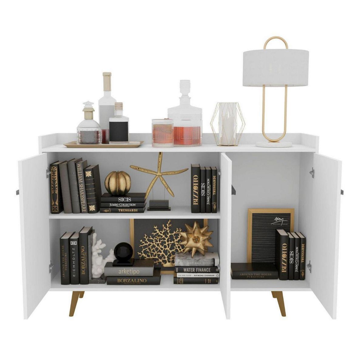 HOGA - Aparador Buffet Bar Quartzo Blanco 97x135x37 cm