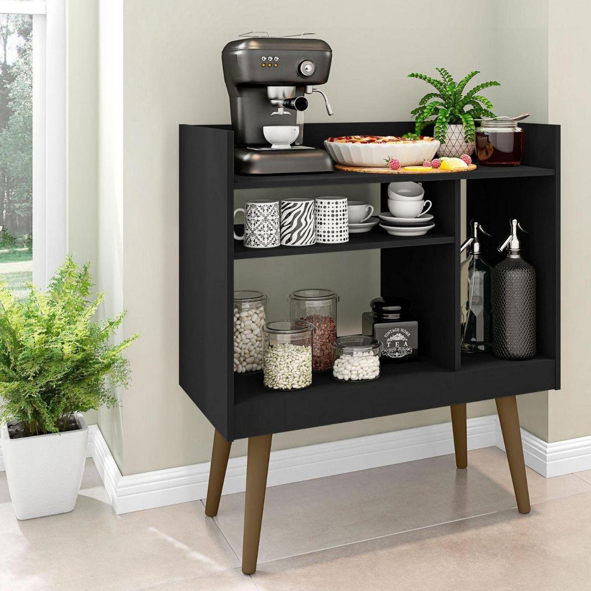 HOGA - Aparador Arrimo Coffee Negro 80x71x36 cm