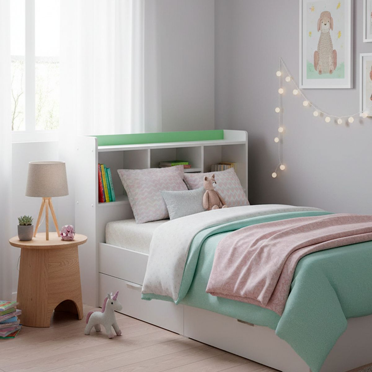 MUEBLES KIDS - Respaldo Repisa 1 plaza Verde Menta