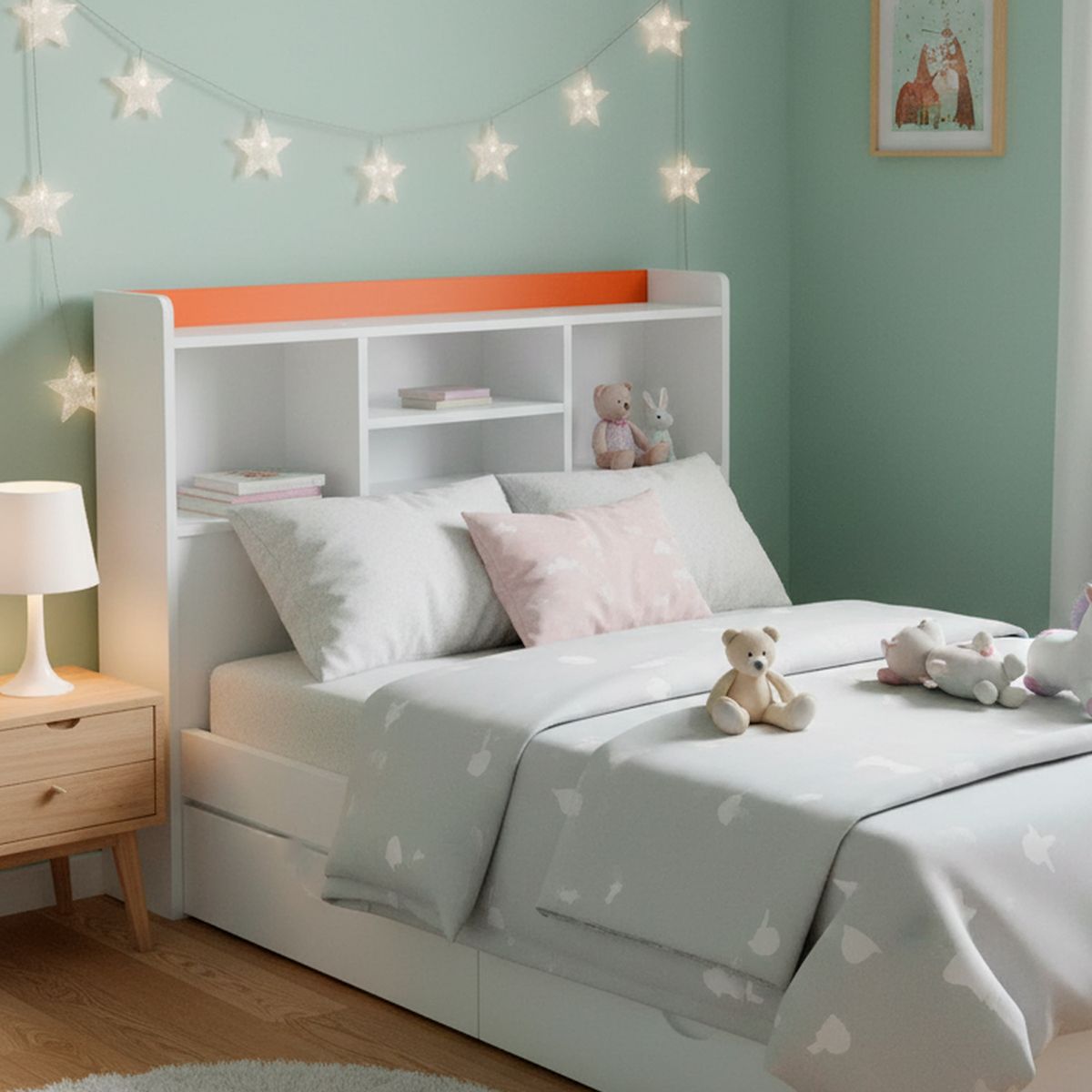 MUEBLES KIDS - Respaldo Repisa 1.5 plazas Naranjo