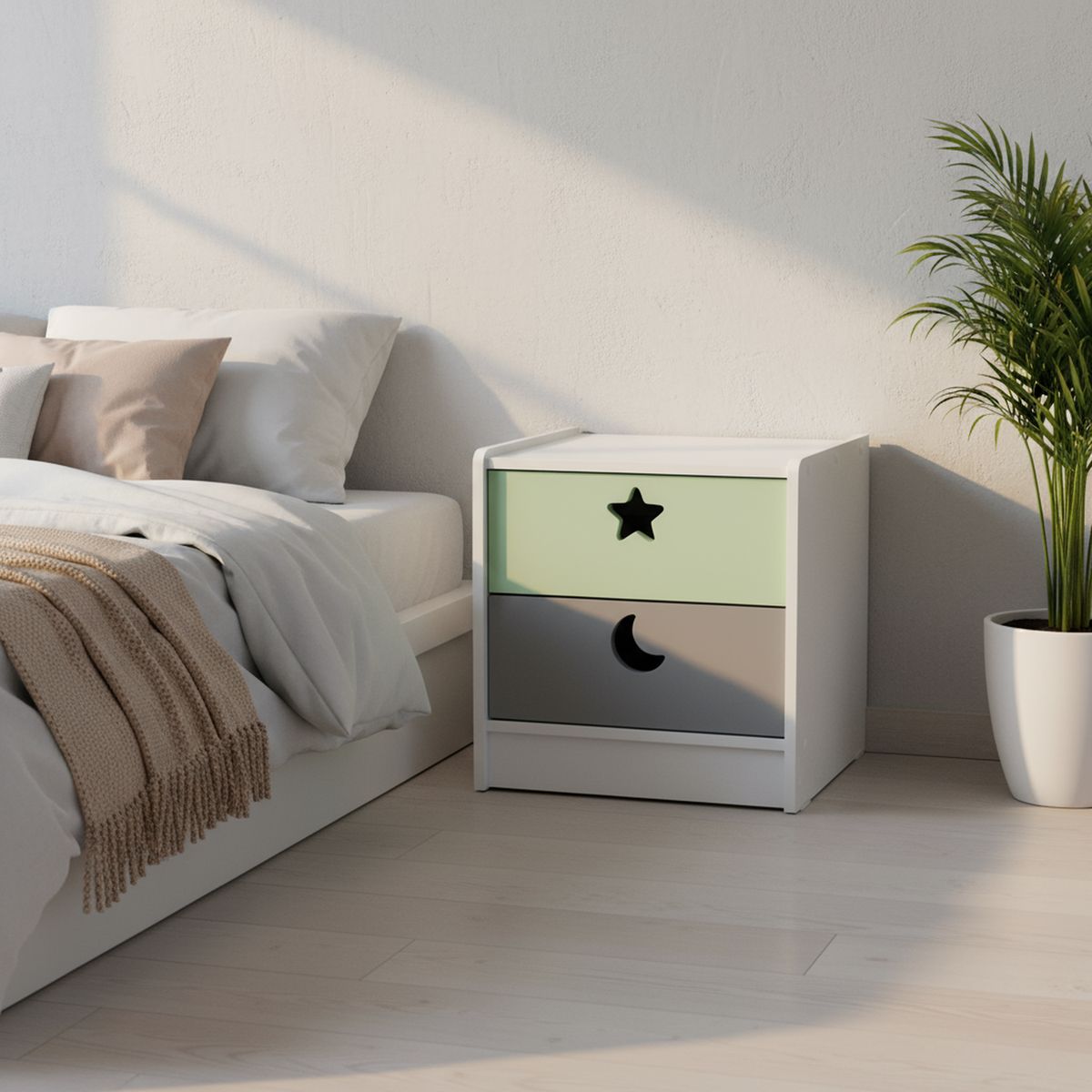 MUEBLES KIDS - Velador 2 Cajón(es) 0 45x56x40 cm blanca