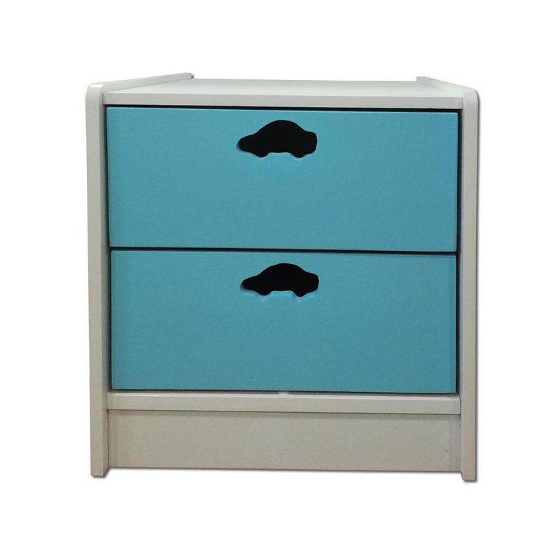 MUEBLES KIDS - Velador 2 Cajón(es) Auto 45x56x45 cm Celeste