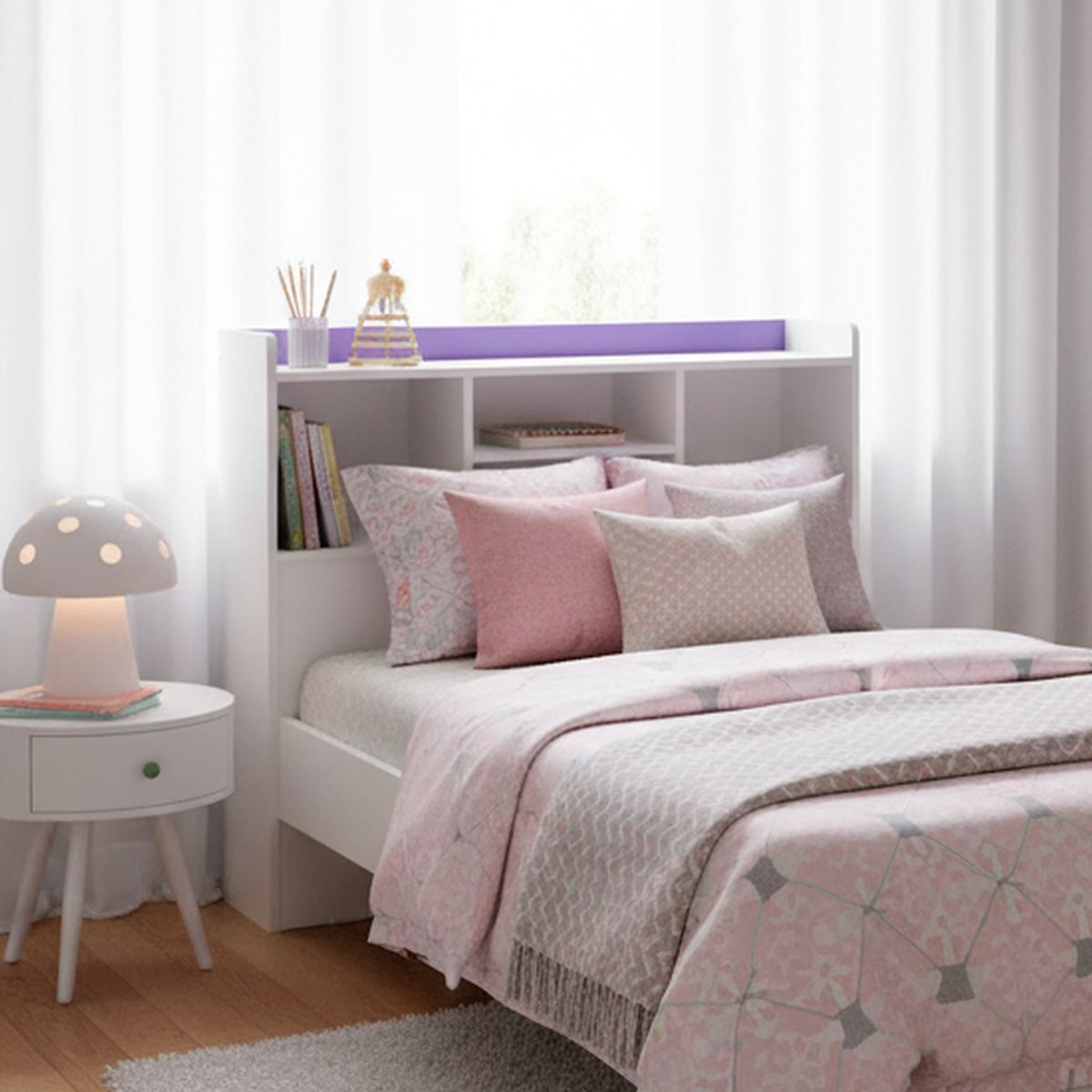 MUEBLES KIDS - Respaldo 1.5 plazas Repisa Morado