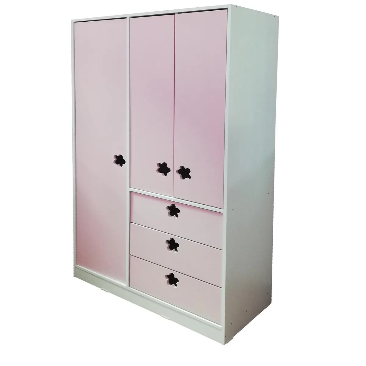MUEBLES KIDS - Clóset Flor 3 Puerta(s) 3 Cajón(es) 5 Repisa(s) 100x180x45 cm Rosado