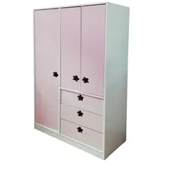 MUEBLES KIDS - Clóset Flor 3 Puerta(s) 5 Repisa(s) 100x180x45 cm Rosado