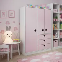 Clóset Flor 3 Puerta(s) 3 Cajón(es) 5 Repisa(s) 100x180x45 cm Rosado