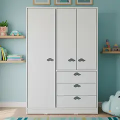 MUEBLES KIDS - Clóset Auto 3 Puerta(s) 3 Cajón(es) 5 Repisa(s) 100x180x45 cm Blanco
