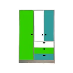 MUEBLES KIDS - Clóset Geométrico 3 Puerta(s) 5 Repisa(s) 100x180x45 cm Verde Calipso