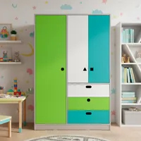 Clóset Geométrico 3 Puerta(s) 3 Cajón(es) 5 Repisa(s) 100x180x45 cm Verde Calipso