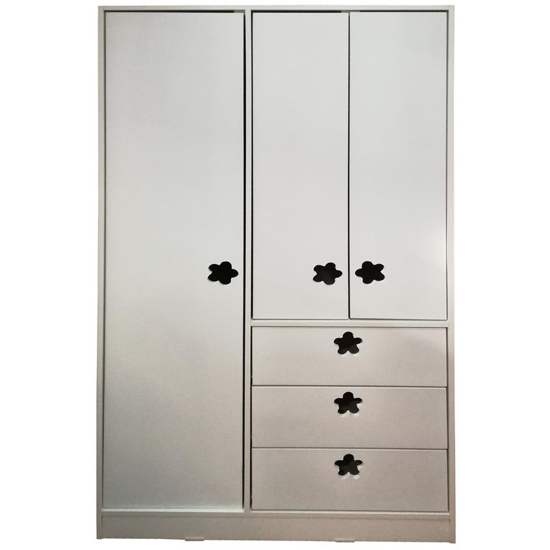 MUEBLES KIDS - Clóset Flor 3 Puerta(s) 5 Repisa(s) 100x180x45 cm Blanco