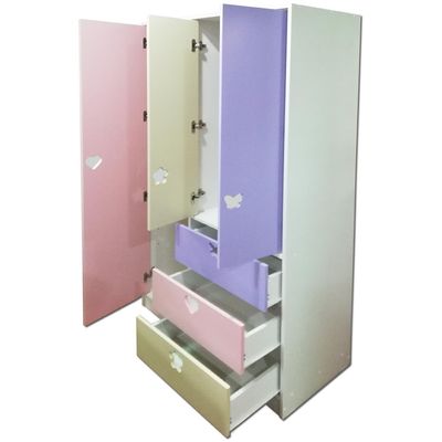 Imagen 2 del producto Clóset 3 Puerta(s) 3 Cajón(es) 5 Repisa(s) 100x180x45 cm Lila/Crema