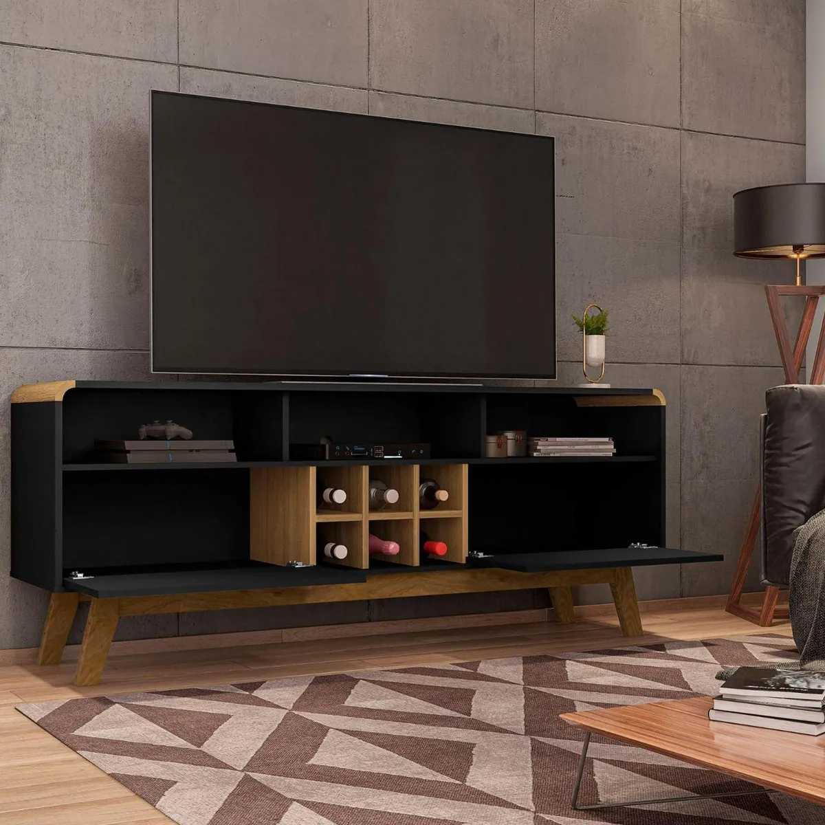 HOGA - Rack Tv 65" Larimar Negro 64x160x36 cm