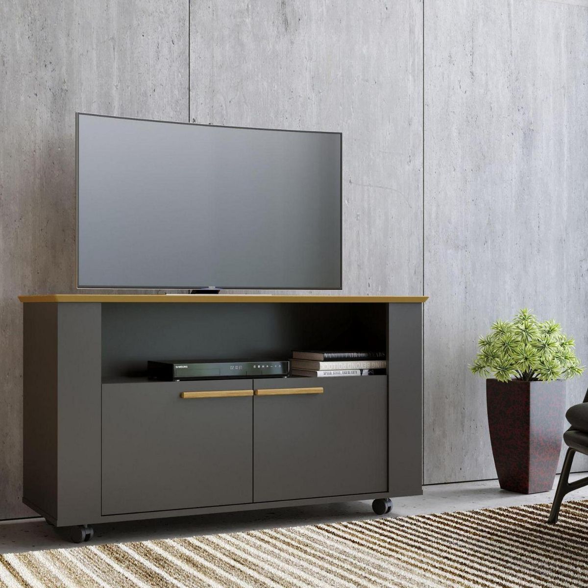 HOGA - Rack Tv 42" Fenice Canela Negro 62x108x38 cm
