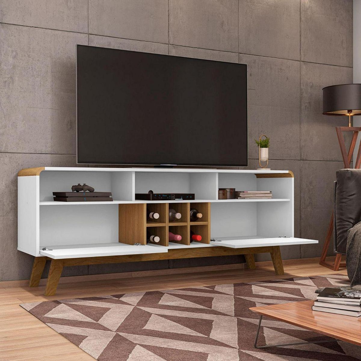 HOGA - Rack Tv 65" Larimar Blanco 64x160x36 cm