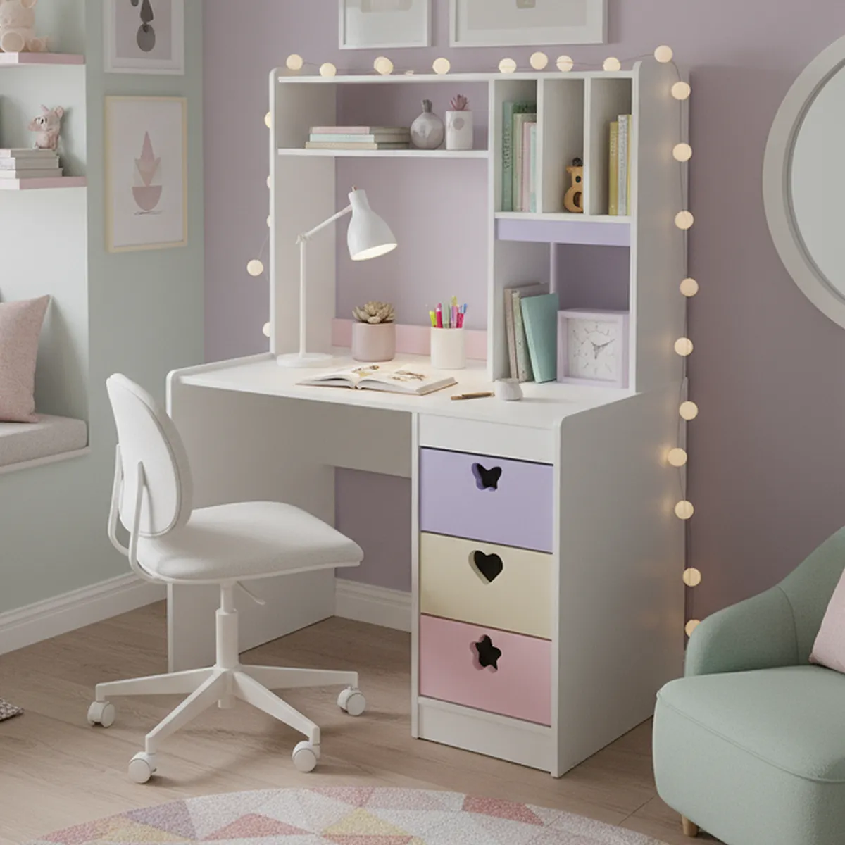 MUEBLES KIDS - Escritorio Crema Lila