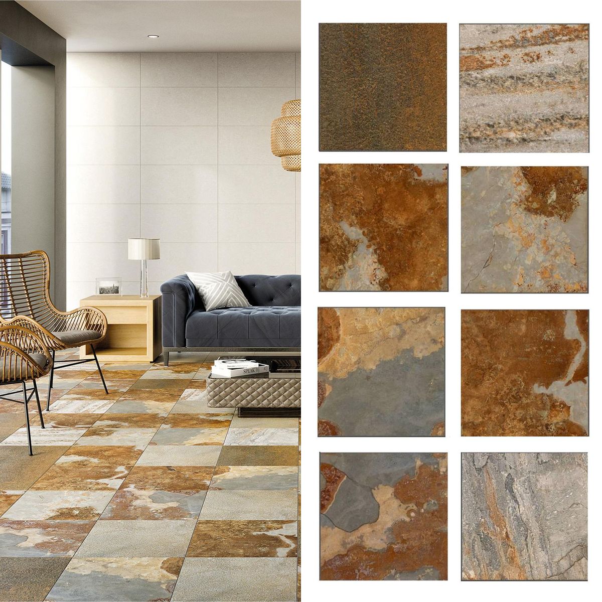 PORCELANITE - Cerámica 44x44 cm Cabana Café 1.92 m2