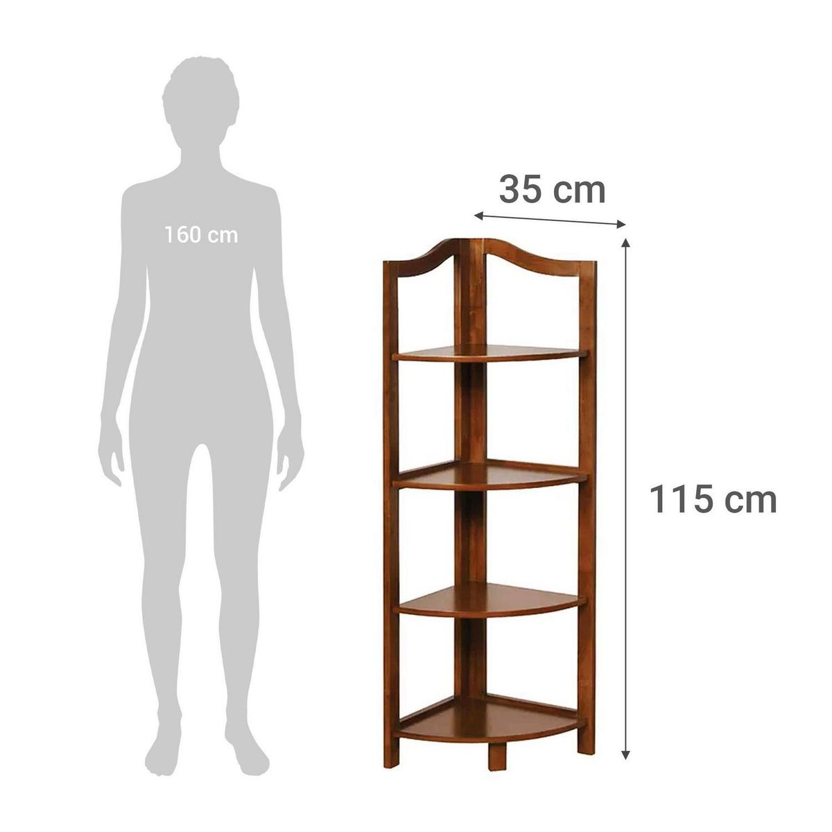 IMPORTADORA USA - Estante Esquinero Madera 4 Nivel(es) 35x115x10 cm Café