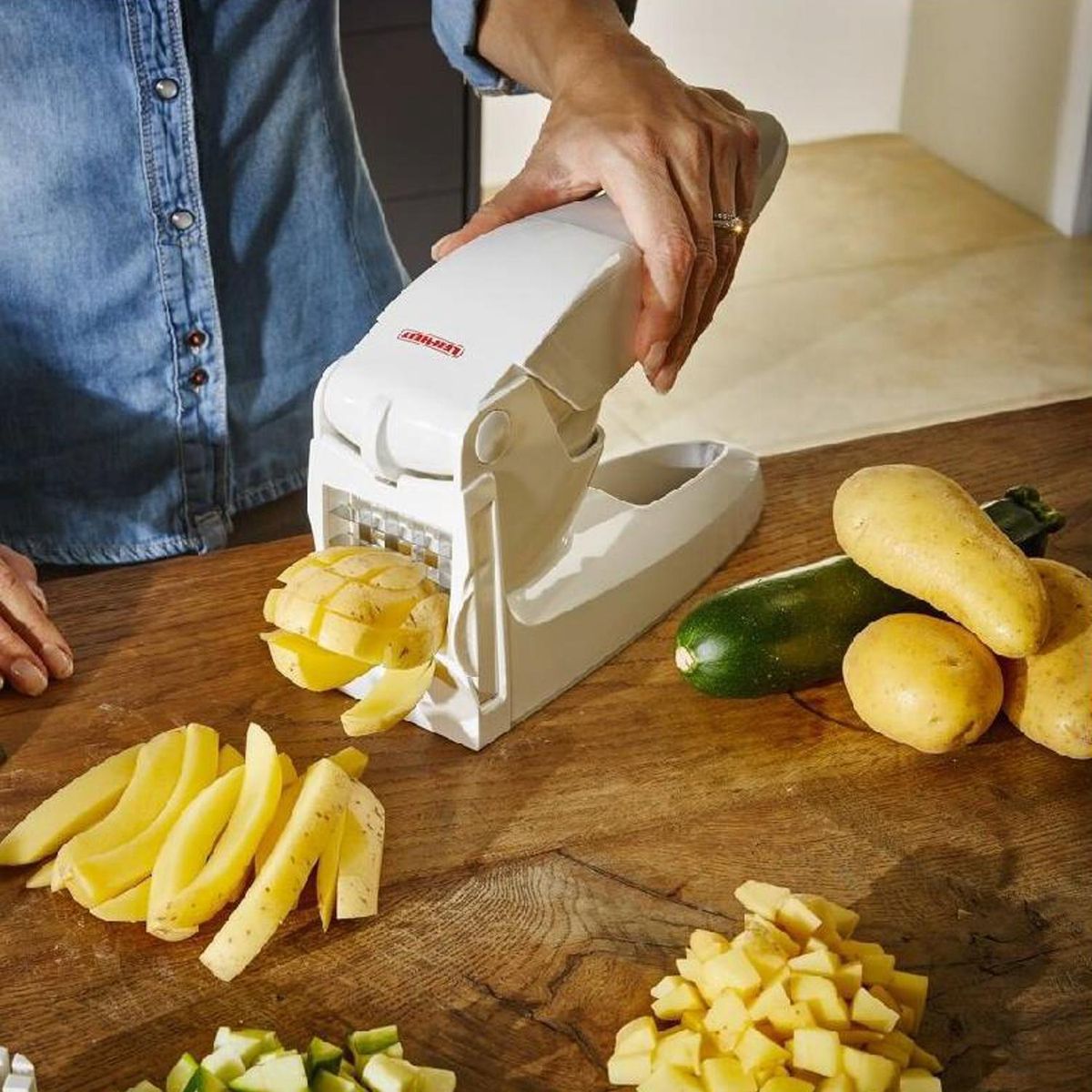 LEIFHEIT - Cortador de Papas Leifheit con Cuchillas Intercambiables Blanco