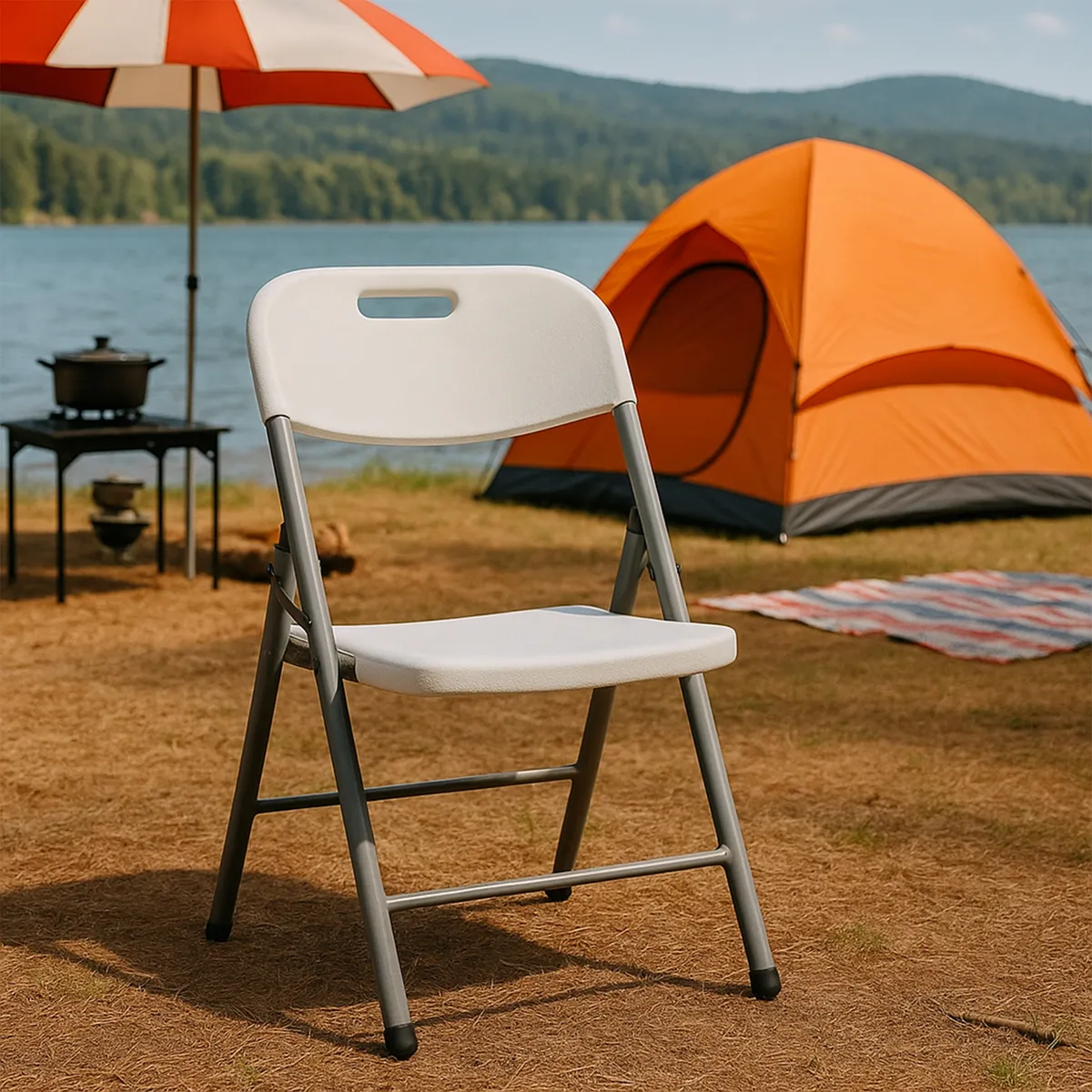 IMPORTADORA USA - Silla Plegable con Asa 46x83x50 Blanco