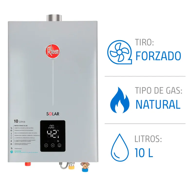 Calefont 10 Litros Gas Natural Tiro Forzado Ionizado