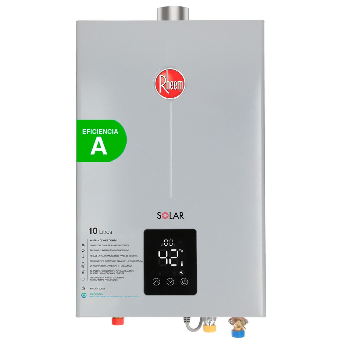 RHEEM - Calefont Gas Natural 10 Litros Tiro Forzado Ionizado