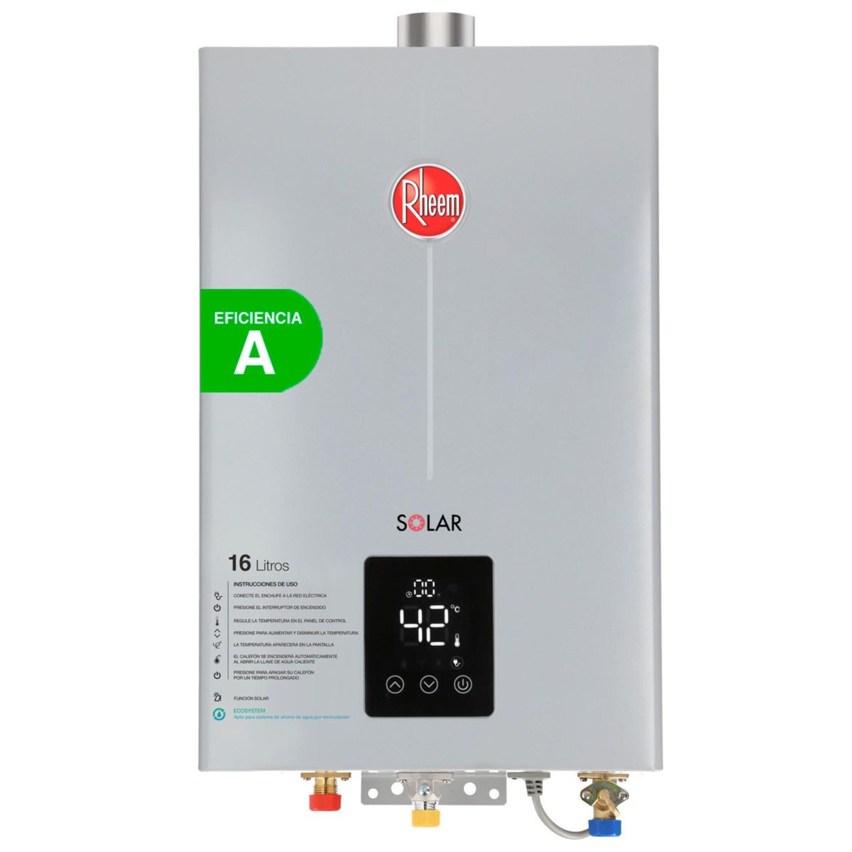 RHEEM - Calefont Gas Natural 16 Litros Tiro Forzado Ionizado