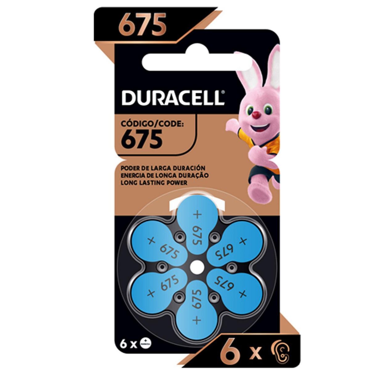 DURACELL - Blister de pilas para audífonos 675x6.