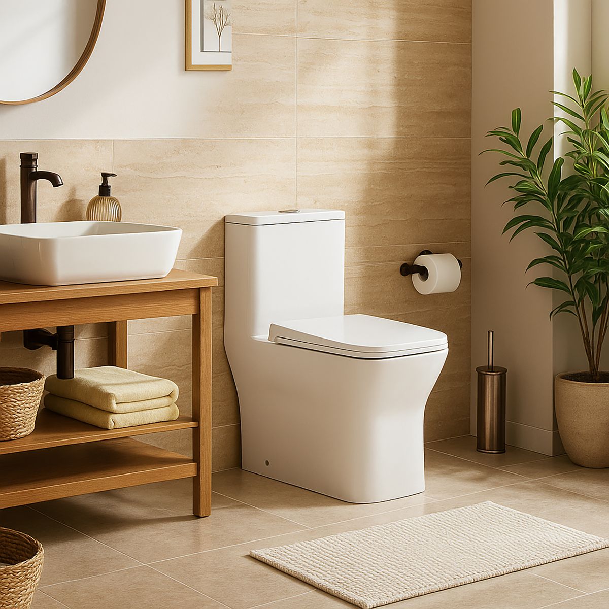 BRIGGS - Sanitario One piece a Piso 30,5 cm 6 Litros SQUARE Blanco