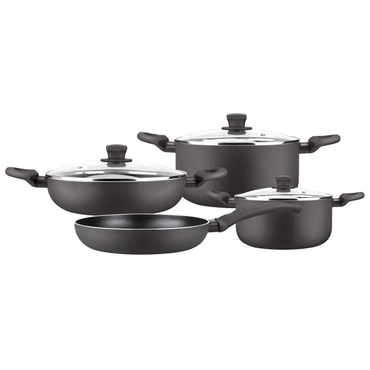 MARMICOC - Batería de Cocina 7 Piezas Aluminio Spring Negro