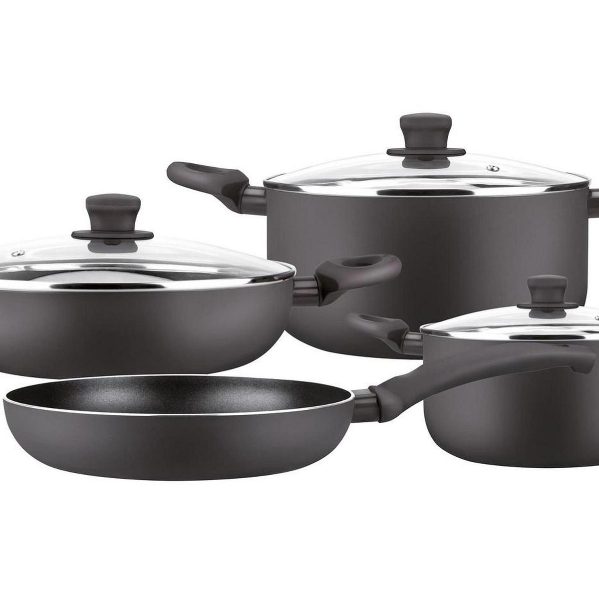 MARMICOC - Batería de Cocina 7 Piezas Aluminio Spring Negro