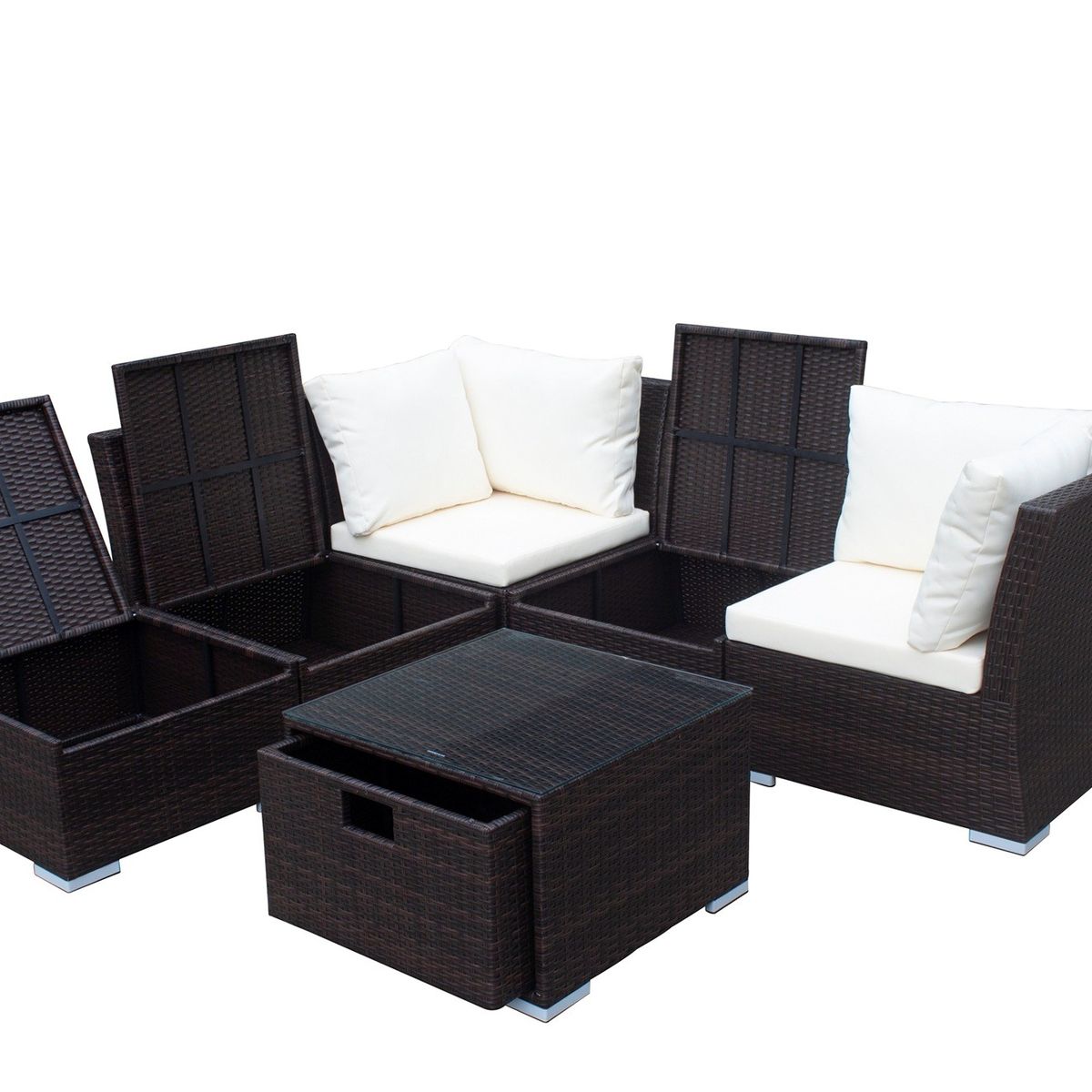 EL BARCO - Juego de Living de Terraza Freso 5 Personas Chocolate