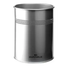 DURABLE - Papelero 15 Litros Metal Plateado