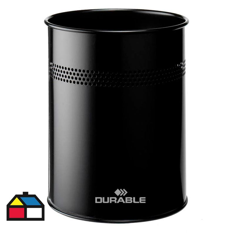 DURABLE - Papelero 15 Litros Metal Negro