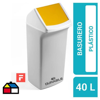 Basurero durabin 40 tapa abatible durable amarillo