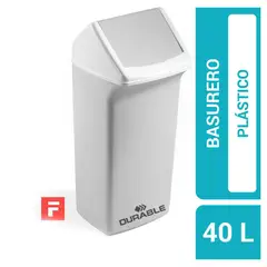 DURABLE - Basurero 40 Litros Plástico Gris