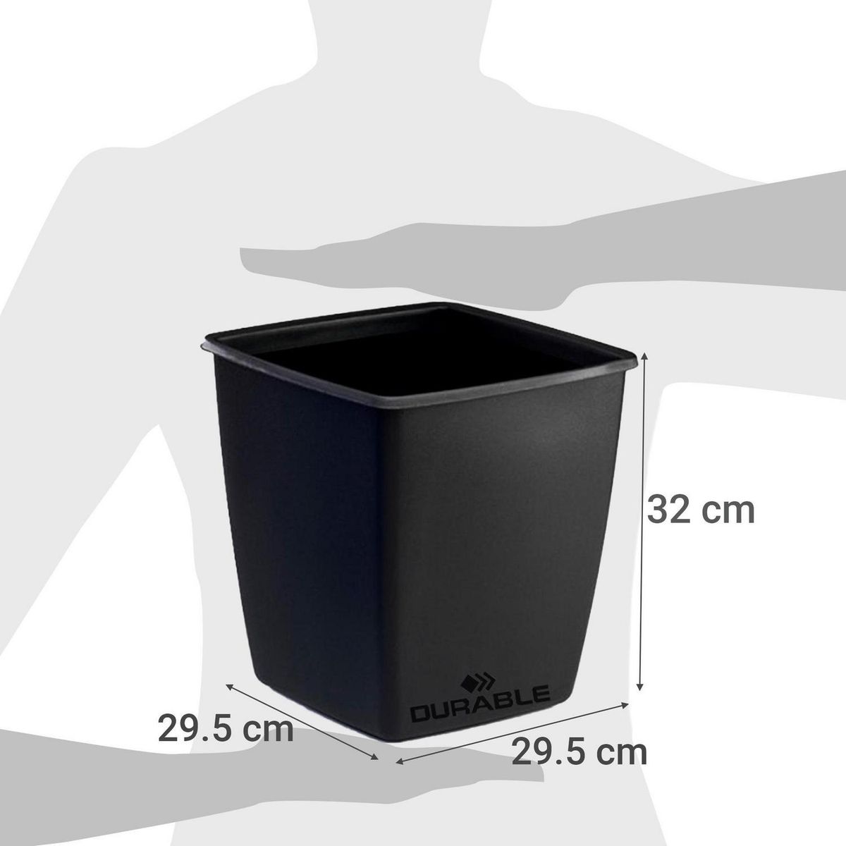 DURABLE - Papelero 18 Litros Plástico Negro