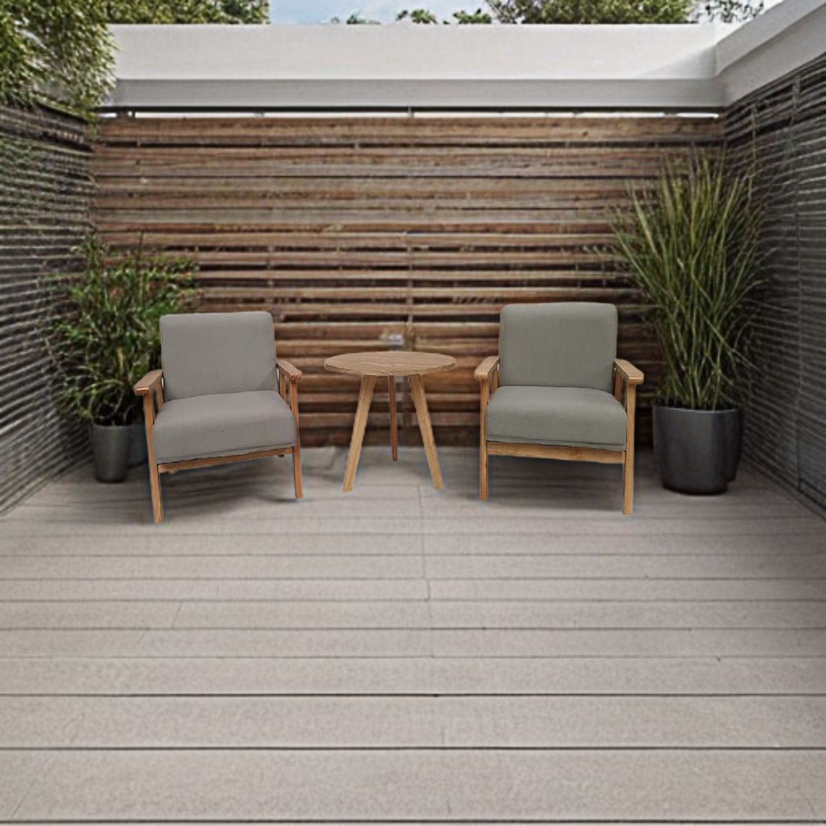 EL BARCO - Juego de Terraza Balcón Nature 2 Personas Gris