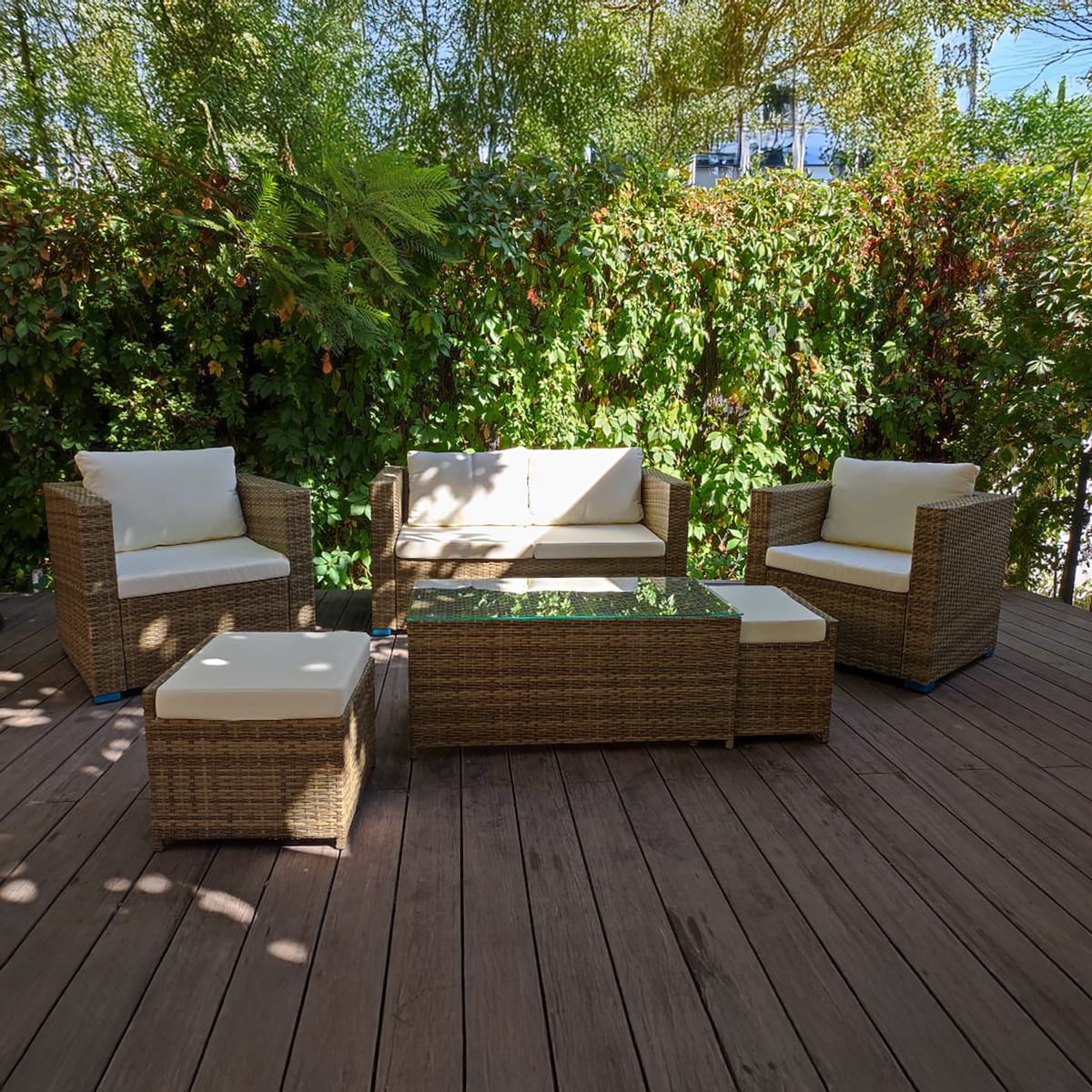 EL BARCO - Juego de Living de Terraza Brisbane 6 Personas Caramelo