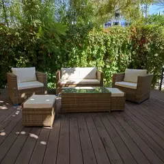 EL BARCO - Juego de Living de Terraza Brisbane 6 Personas Caramelo